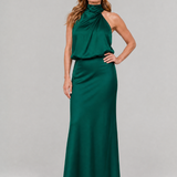 Robe Maxi Sans Manches à Col Drapé en Nopal