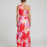 Robe Maxi Plissée à Une Épaule