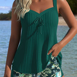 Laluna | Tankini Rayé avec Short de Plage