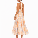 Auréliane™ — Robe midi fluide à imprimé artistique raffiné