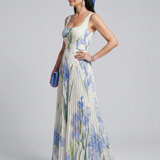 Robe maxi sans manches à encolure carrée et motif floral