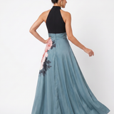 Robe Maxi Halter à Motif Floral
