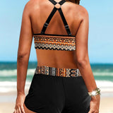 Palm Fantasy | Bikini Taille Haute à Motif Géométrique
