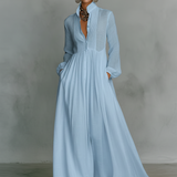 Patchwork | Robe Maxi en Lin à Col Montant