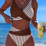 Delphantine™ — Bikini croisé rayé taille haute éclat estival