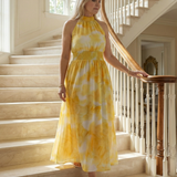 Robe Maxi Halter Froncée