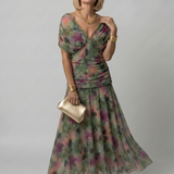 Robe Maxi Fluide à Épaules Dégagées