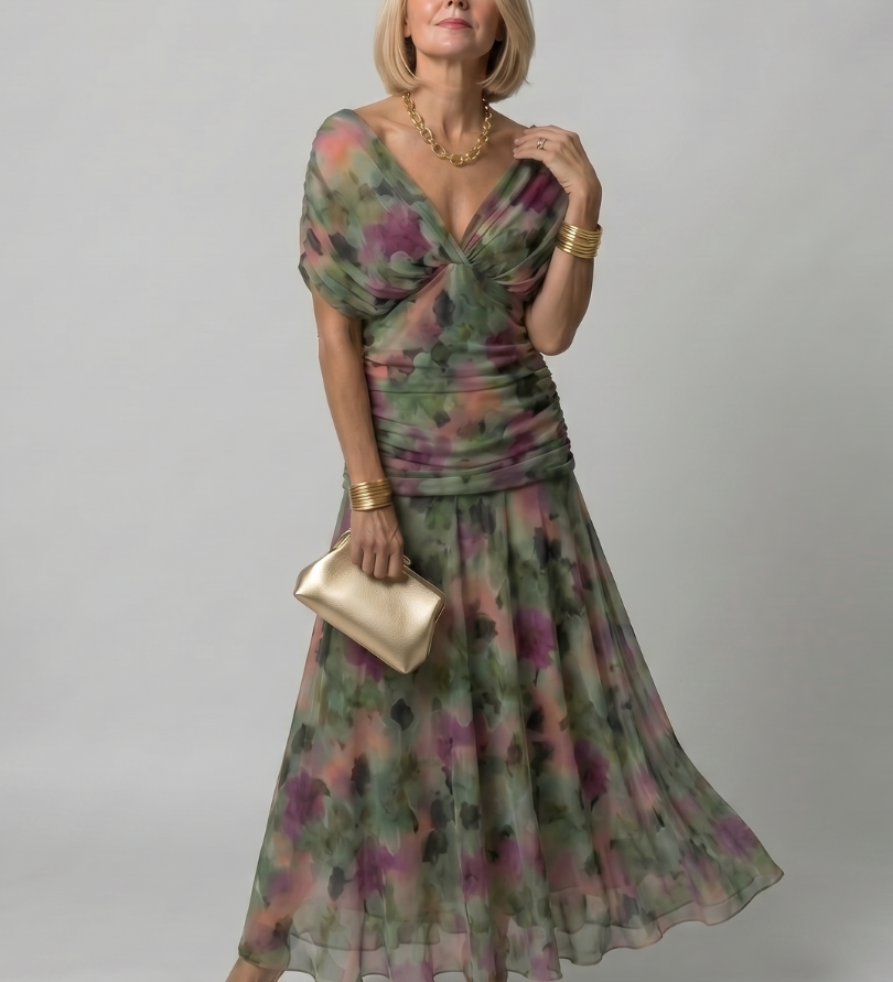 Robe Maxi Fluide à Épaules Dégagées