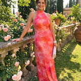 Robe Maxi Imprimée à Col Halter