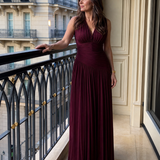 Robe Maxi Plissée Sans Manches à Col V