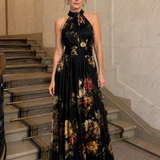 Robe Maxi Fleurie à Encolure Halter