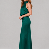 Robe Maxi Sans Manches à Col Drapé en Nopal