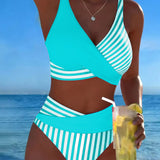 Delphantine™ — Bikini croisé rayé taille haute éclat estival
