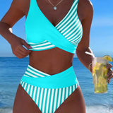 Delphantine™ — Bikini croisé rayé taille haute éclat estival