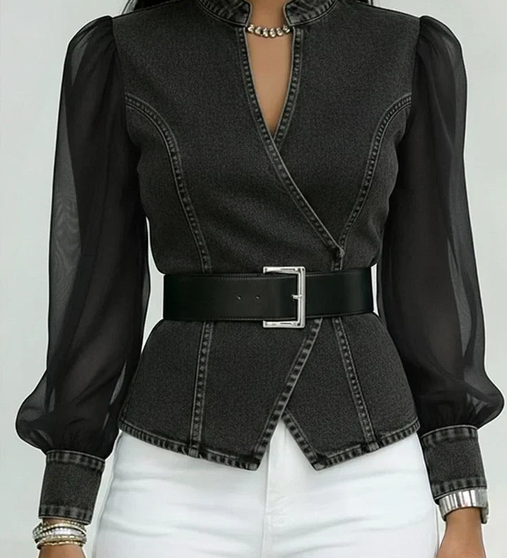 Séraphine™ — Blouse élégante cintrée avec ceinture raffinée