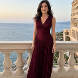 Robe Maxi Plissée Sans Manches à Col V