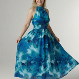 Robe Maxi Halter Froncée