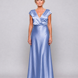 Robe Maxi à Encolure Croisée et Manches Courtes