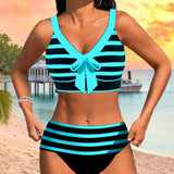 Île Éclat | Bikini Rayé Taille Haute