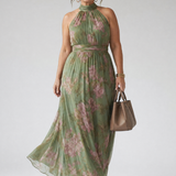 Robe Maxi Halter Froncée