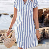 Martine - Robe chemise élégante rayée