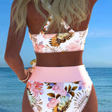 Flora | Bikini à Motif Floral Contrastant avec Fente