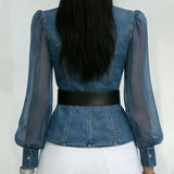 Séraphine™ — Blouse élégante cintrée avec ceinture raffinée