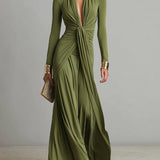 Olive | Robe Maxi en Soie Décolleté en V