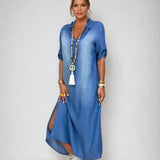 Lea - Robe Longue Décontractée en Denim