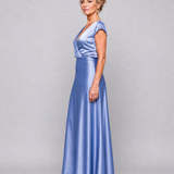 Robe Maxi à Encolure Croisée et Manches Courtes