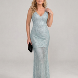 Robe Maxi sans manches à panneaux transparents en sequins