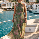 Robe Maxi Halter Froncée