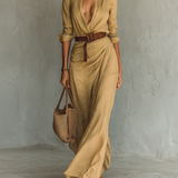 Robe Maxi | Col Revers et Manches Longues
