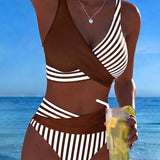 Delphantine™ — Bikini croisé rayé taille haute éclat estival