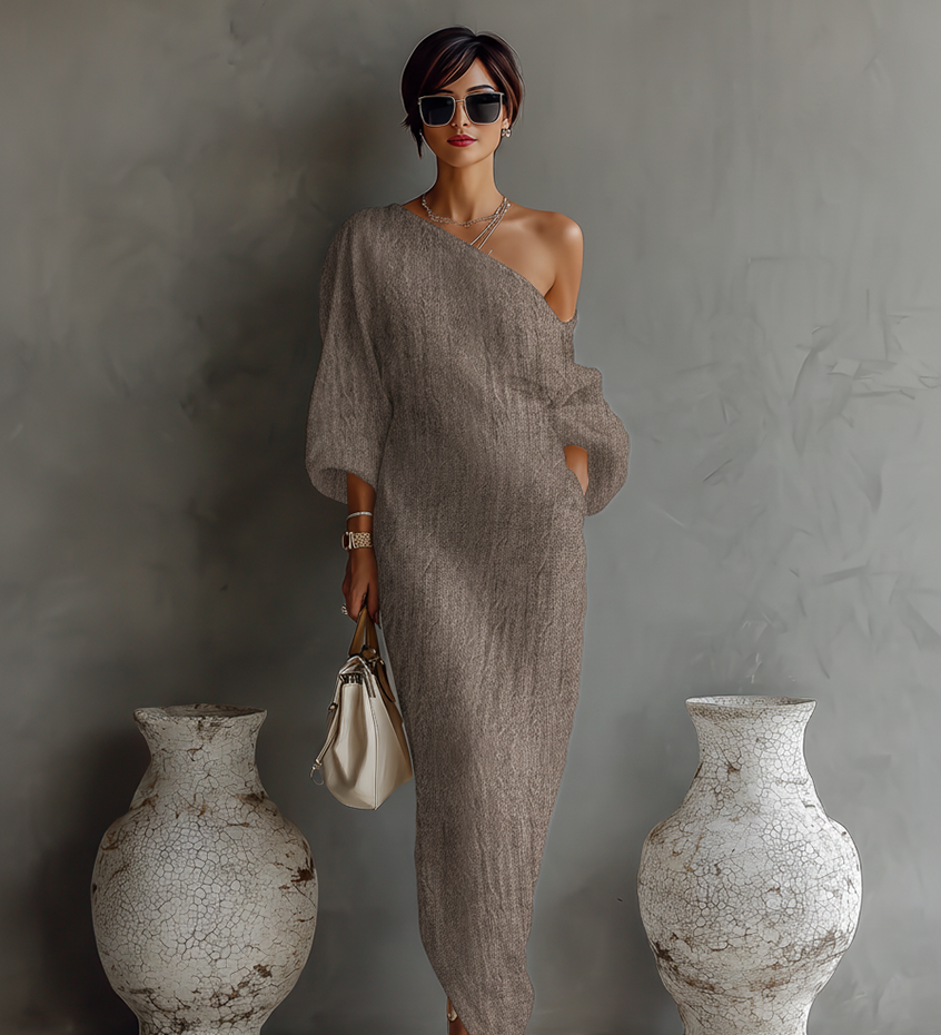 Ivoire | Robe en Lin Sans Épaules