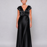 Robe Maxi à Encolure Croisée et Manches Courtes