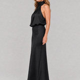 Robe Maxi Sans Manches à Col Drapé en Nopal