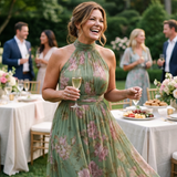 Robe Maxi Halter Froncée