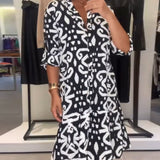 Saskia - Robe Élégante Imprimée à Col en V