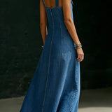 Vera™ | Robe longue en denim boutonnée