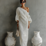 Ivoire | Robe en Lin Sans Épaules