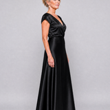 Robe Maxi à Encolure Croisée et Manches Courtes