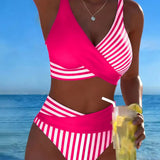 Delphantine™ — Bikini croisé rayé taille haute éclat estival
