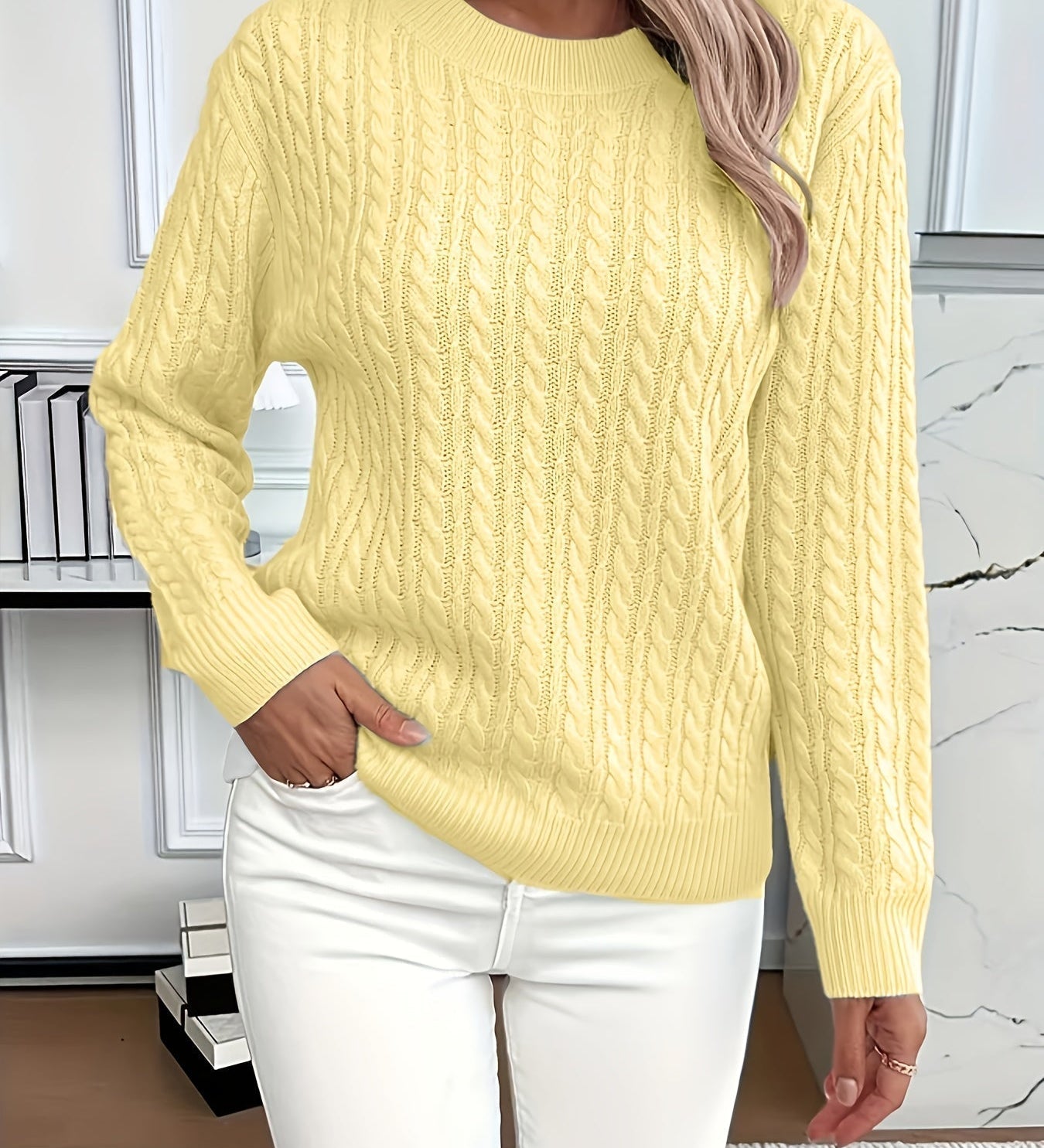 Lena – Pull en tricot à torsades pour femme
