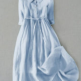 Lux - Robe Élégante à Manches Courtes avec Lacs à la Taille