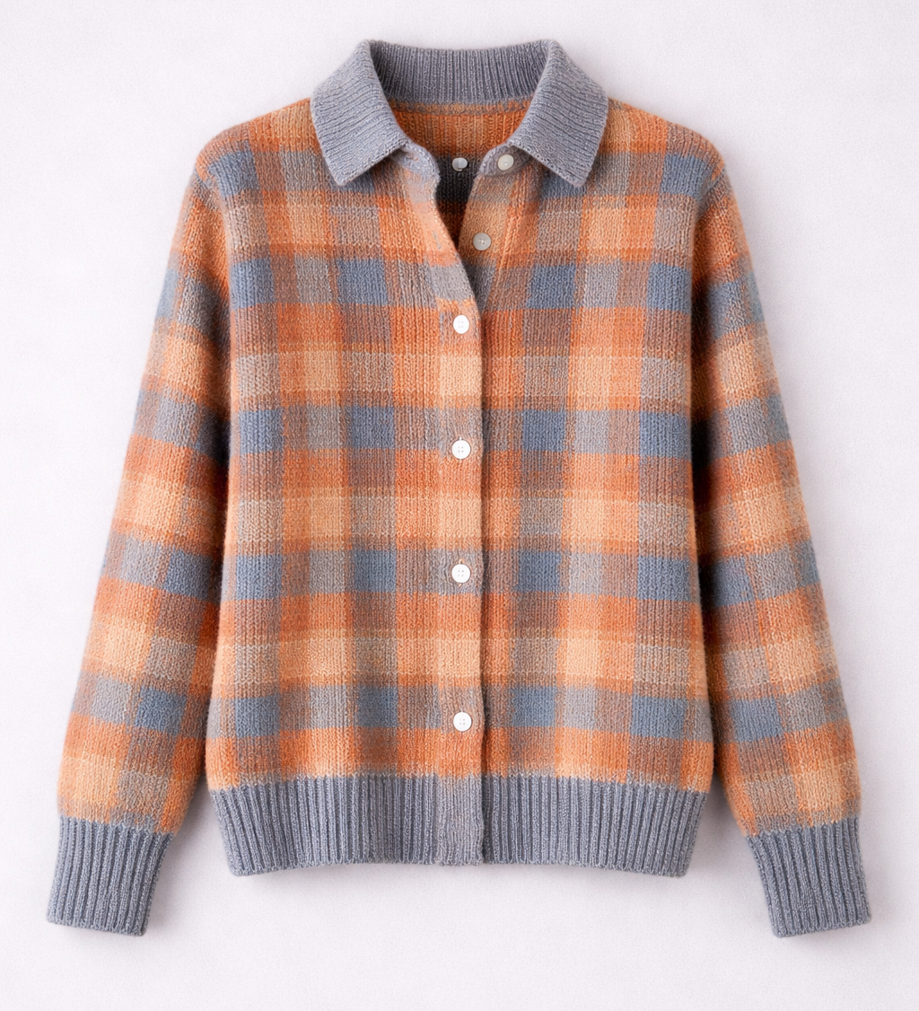 Avery - Cardigan à Carreaux Douillet