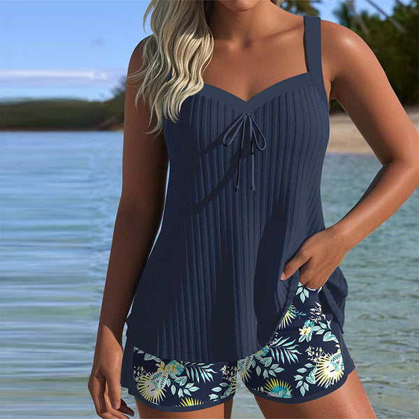 Laluna | Tankini Rayé avec Short de Plage