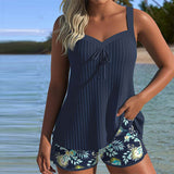 Paradise Glow | Tankini Rayé avec Culottes de Bikini
