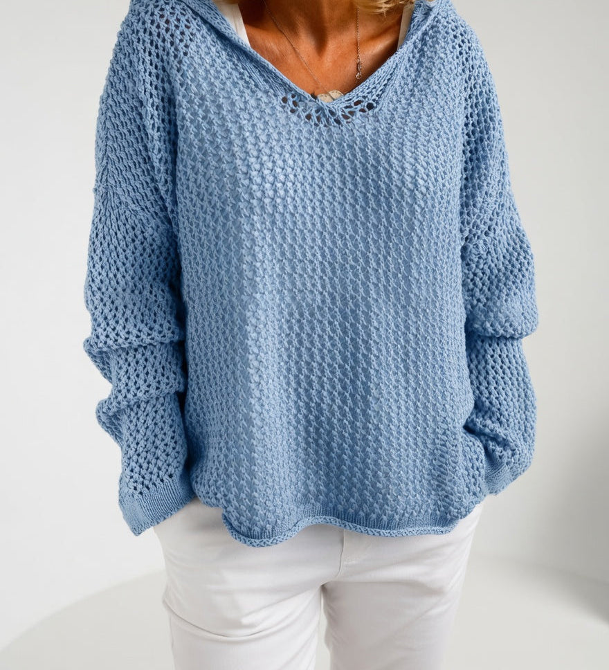 Évarielle™ — Pull maille ajourée col décontracté