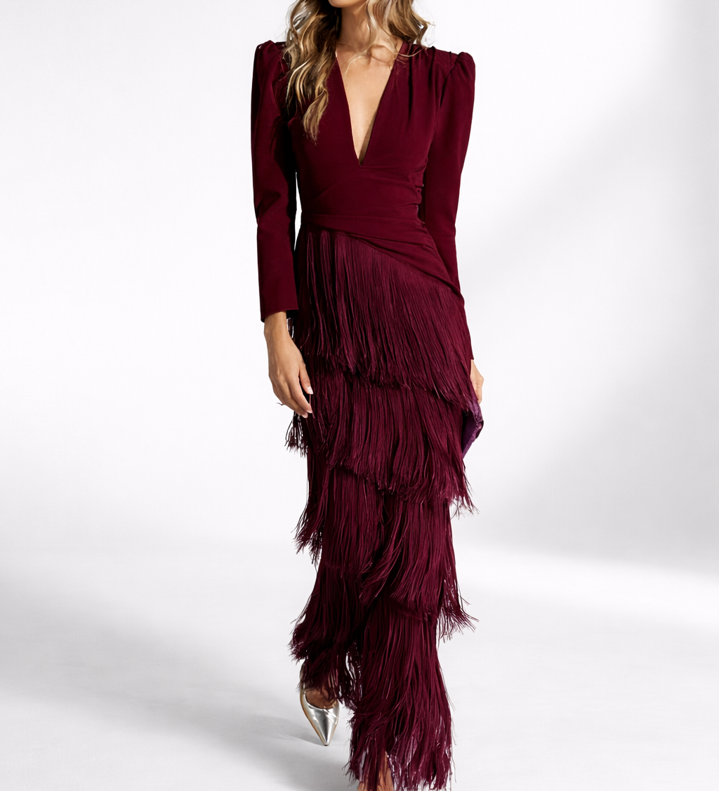 Valériane™ — Robe frangée élégante silhouette raffinée
